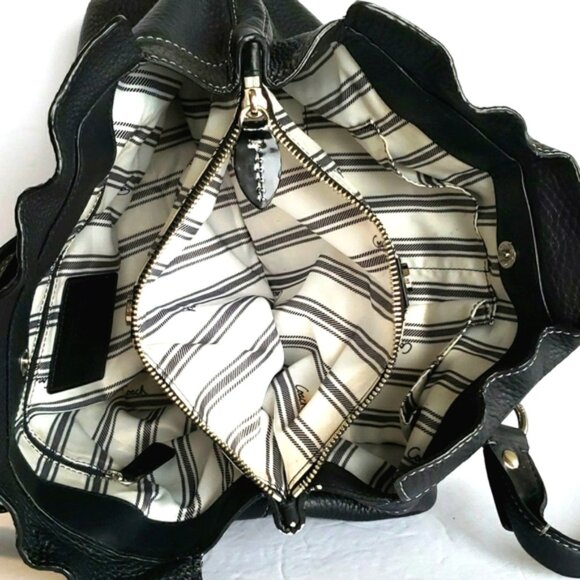 COACH Penelope Ruffled Black Pebbled Leather Satchel #13164 - Picture 7 of 14